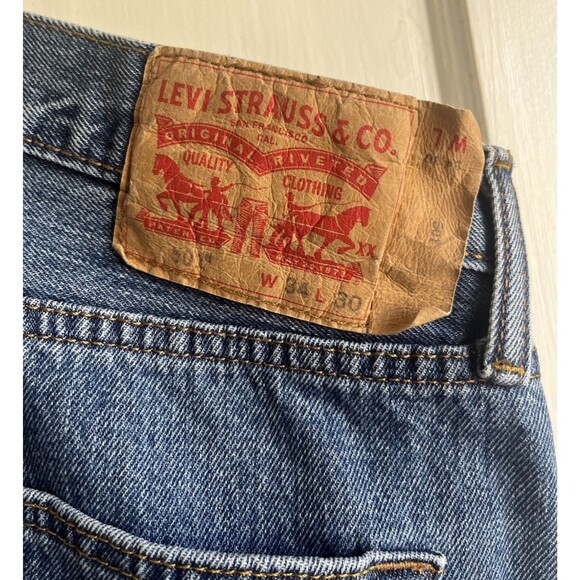 Levi's 501 Jeans Mens 34x30 Blue Denim Button Fly Straight Leg Classic Vintage - Picture 5 of 16